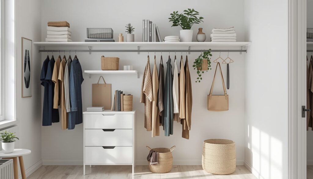 lucid origin a modern home interior showing smart no drill storage solutions. the space is cl 0